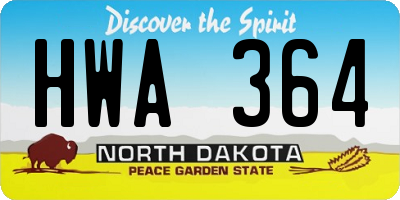 ND license plate HWA364