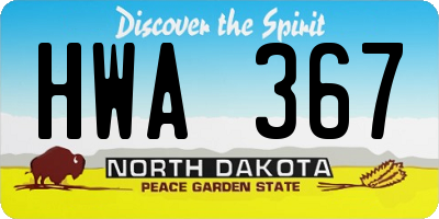 ND license plate HWA367