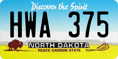 ND license plate HWA375