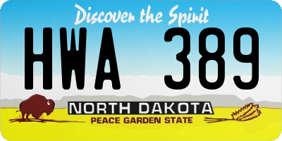 ND license plate HWA389