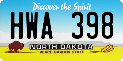 ND license plate HWA398