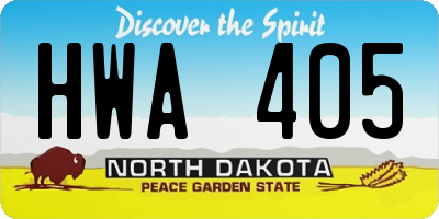 ND license plate HWA405