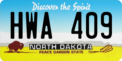 ND license plate HWA409