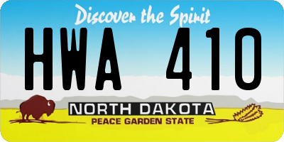 ND license plate HWA410