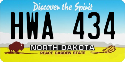 ND license plate HWA434