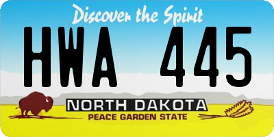 ND license plate HWA445