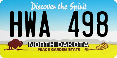 ND license plate HWA498