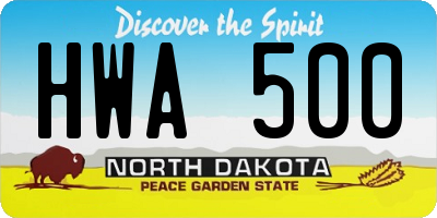 ND license plate HWA500