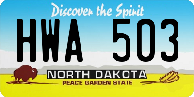 ND license plate HWA503