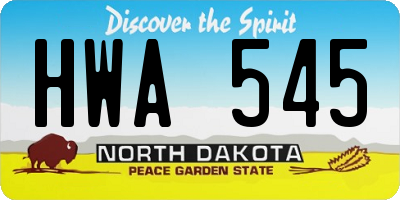 ND license plate HWA545