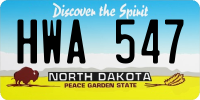 ND license plate HWA547
