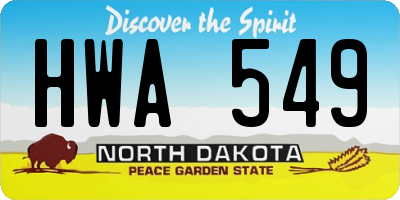 ND license plate HWA549