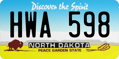 ND license plate HWA598