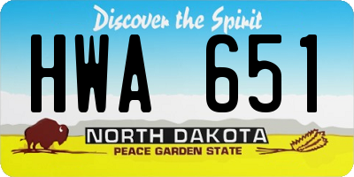 ND license plate HWA651