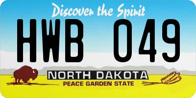 ND license plate HWB049