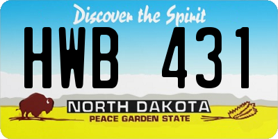 ND license plate HWB431