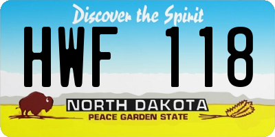 ND license plate HWF118
