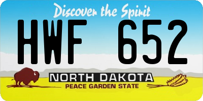 ND license plate HWF652