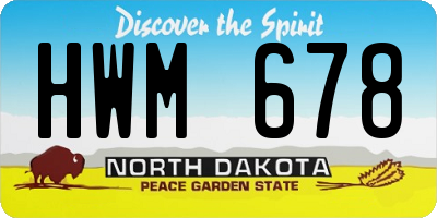 ND license plate HWM678
