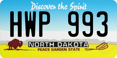ND license plate HWP993
