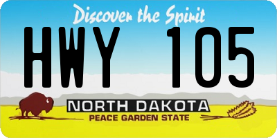 ND license plate HWY105