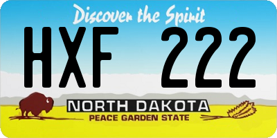 ND license plate HXF222