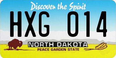 ND license plate HXG014