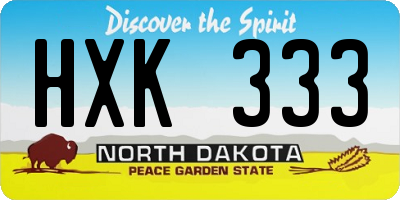 ND license plate HXK333