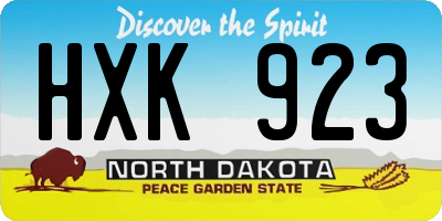 ND license plate HXK923