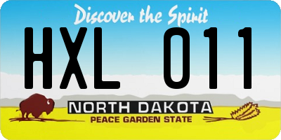 ND license plate HXL011