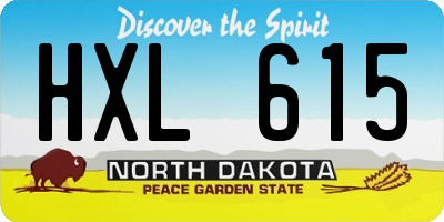ND license plate HXL615