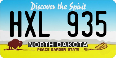 ND license plate HXL935