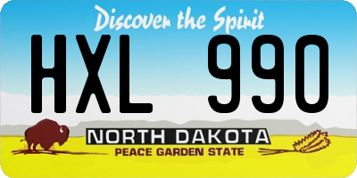 ND license plate HXL990