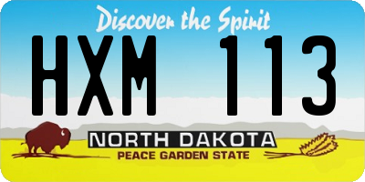 ND license plate HXM113