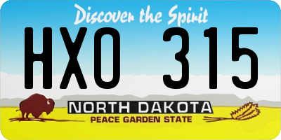 ND license plate HXO315