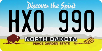 ND license plate HXO990