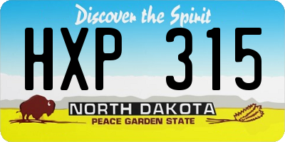ND license plate HXP315