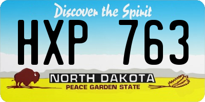ND license plate HXP763