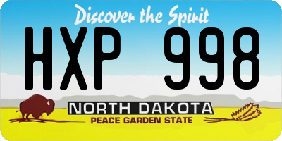 ND license plate HXP998