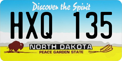 ND license plate HXQ135