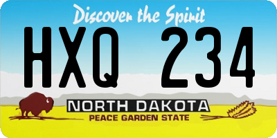 ND license plate HXQ234
