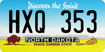 ND license plate HXQ353