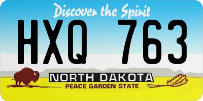 ND license plate HXQ763