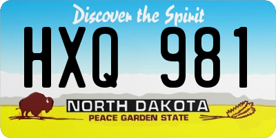 ND license plate HXQ981
