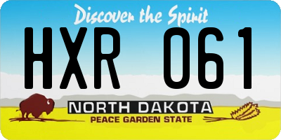 ND license plate HXR061