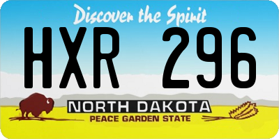 ND license plate HXR296