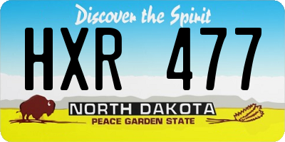 ND license plate HXR477