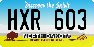 ND license plate HXR603