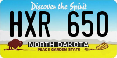 ND license plate HXR650