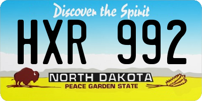 ND license plate HXR992